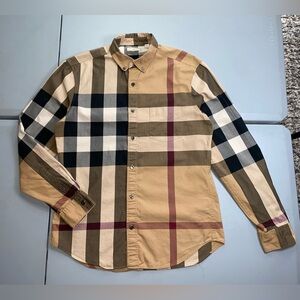 BURBERRY BRIT Beige Plaid Cotton Long Sleeve Shirt